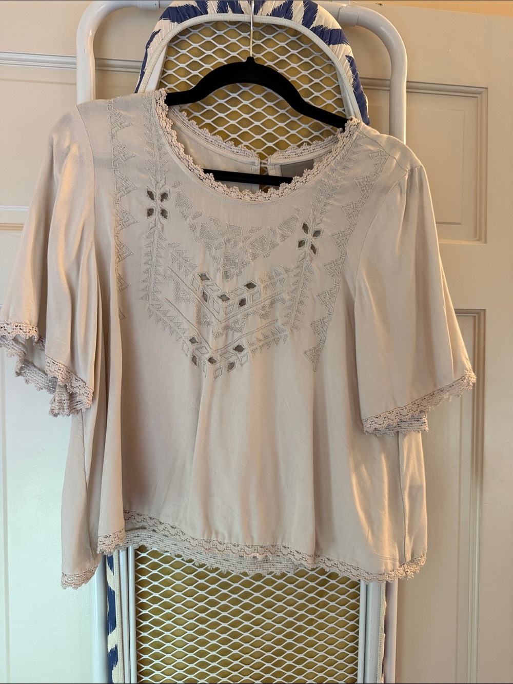 Light Cream Embroidered Women's Top